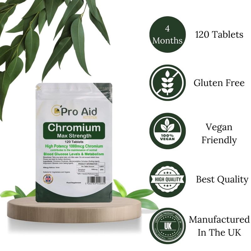 Chromium 1000mcg Picolinate Tablets | 120 Pack | Max Strength