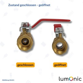 Lumonic Ball Valve Round with Lever Handle I 3/4 Inch I Female Thread + Male Thread I Corrosion Resistant Brass I Stop Valve I for Compressed Air I Factory