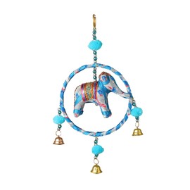 Colorful Fabric Elephant Round Ring Wall Roof Door Hanging with Metal Bell Ornaments with Gift for Home Décor Wedding Christmas Festival Decoration Xmas Gift Return Gift Home New year party Decor