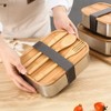 Stainless Steel Bento Lunch Box Metal Containers Wood Lid with