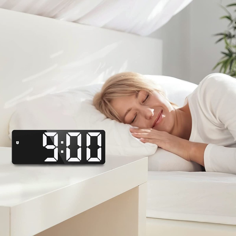 Digital LED Alarm Clock, Table Clock, Temperature and Calendar Display,