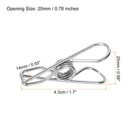 sourcing map 60 Pcs Stainless Steel Clothespins 1.7 Inch Pool Cover Clips Beach Chair Clips Clothes Pins Wind Guard for Hanging Clothes Blanket