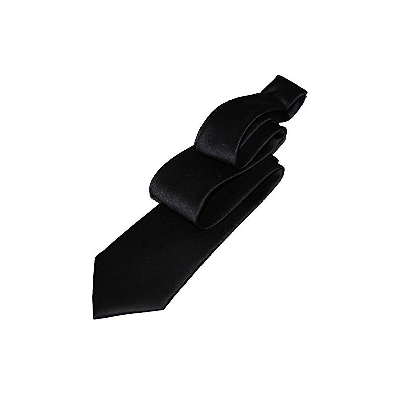 SOCIAL Necktie, Formal Long Tie, Silk, Black, Plain, For Funerals,