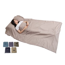 JITTY Hut Sleeping Bag 210 x 115 cm, Sleeping Bag Lining, Travel Sleeping Bag Thin, Lightweight & Compact, for Business, Camping, Backpacking, Hiking, Mountaineering, Home, Hostels, Train (Khaki)