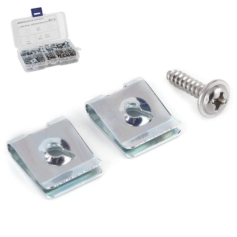 200 Pcs U Clip and Screw Assortment Kit Auto Car
