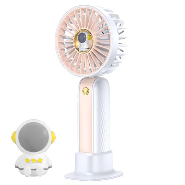 2023 Model Portable Fan, Handy Fan, Type-C Rechargeable, Mini Handheld, Desktop Operation, Up to 5 Hours of Operation, 3 Levels of Air Flow Adjustment, Desk Fan, Small, Astronaut Doll, Color Matching