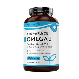 Nutravita Omega 3 Capsules High Strength 2000mg with 660mg EPA & 440mg DHA, 240 Softgel Omega 3 Fish Oil Capsules for 4 Months of Supply