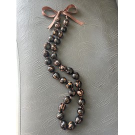 Native Treasure 32" Mens and Womens Genuine Mixed Black and Brown Kukui Nut Tropical Necklace from the Philippines (Natural Colors Will Vary)