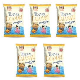 Swashbuckle Snacks Crispy Tempura Calamari Snack Chips Curry Flavor 0.95oz (27g) - 5pack, Made in Japan, Otsumami