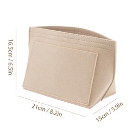 Shengxi Bag Insert Organiser for Longchamp, Long and Short Handles, Carry Bag, Felt Organiser, Felt Organiser with Multiple Pockets for Keys, Lipstick, Water Cups (Beige, S)
