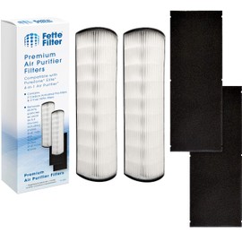 Fette Filter - Premium 2-in-1 True HEPA Replacement Filters Compatible with Pure Enrichment PureZone Elite 4-in-1 Air Purifier (PEAIRTWR) (Pack of 2)