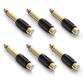 VCE RCA to 1/4" Audio Adapter, 6.35mm Mono Plug Male to RCA Female Connectors 6-Pack