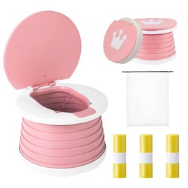 Foldable Potty on the Go Children, Children's Potty for Travel, Potty Training Toilet, Camping for Car Travel or Home Use with 45 Replacement Bags