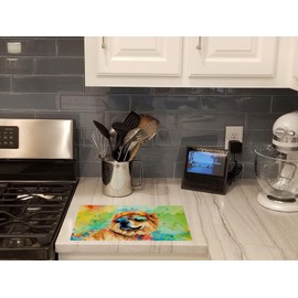 Caroline's Treasures DAC2490LCB Chow Chow Hippie Dawg Glass Cutting Board Large Decorative Tempered Glass Kitchen Cutting and Serving Board Large Size Chopping Board