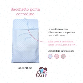 FILET - Elegant and fine bib, made entirely of cotton with Aida linen embroidery, ideal for babies and toddlers, 100% made in Italy, colour: white, Sky, HEAVEN