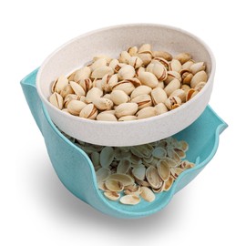 Cedilis 4 Pack Pistachio Bowl, Double Peanut Bowl with Seeds Shell Storage, Wheat Straw Snack Serving Dish for Sunflower Seeds, Edamame, Nuts Fruits