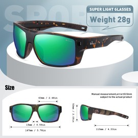 Bevi Square Polarized Sunglasses UV 400 Protection with TR90 Lightweight Frame Glasses for Women Men 2952C7