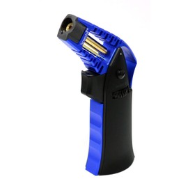 Scorch Torch CNC Machined 6.75" Tall Handheld Aluminum Flame Adjustable Butane Refillable Torch In Gift Box (Blue #1)