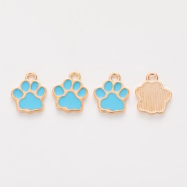 JIHUOO 50 Pcs Dog Paw Print Charms Small Cat Paw Pendants Paw Pendant Beads Animal Print Charms Puppy Dog Paw Prints Charms Alloy Enamel Charms for Jewelry Making