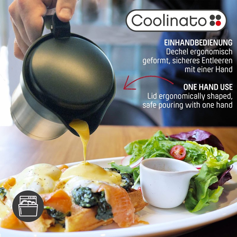 Coolinato Thermo Stainless Steel Gravy Boat, 400 ml, Double-Walled Stainless