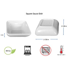 Lucky Star Melamine Square Sushi Spices Sauce Dressing Side Dish Bowl, White, 2-7/8” (Capacity: 2.5 oz), 96-pcs per case (8 dozen)