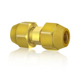 SHENGYIG Copper Pipe Extension, Brass Copper Pipe Coupling Adapter, Double Nipple for Copper Pipes 1/4 Inch with Nuts, for AD 6.35-6 mm Copper Pipe, Sanitary Air Conditioning Systems