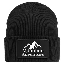 Huuraa Beanie Mountain Adventure Berge Geschenk Black Mütze Mountain Adventure Geschenkidee