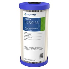 Pentair Pentek ECP20-BB Big Blue Sediment Water Filter, 10-Inch, Whole House Heavy Duty Pleated Cellulose Polyester Replacement Cartridge, 10" x 4.5", Blue End Cap, 20 Micron