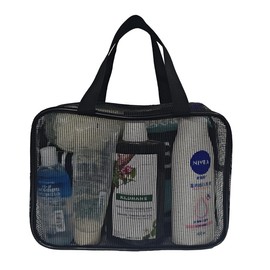 Vinyl Pouch, Transparent Bag, Clear Pouch, PVC Cosmetic Pouch, Large Capacity, Waterproof Wash Bag, Toiletry Storage Bag, Travel Pouch, Set of 3, Makeup Bag for Travel Business Trip(Black)