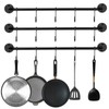HOFURME 3 Pcs Wall Mounted Pot Pan Rack, Black Steel-Made