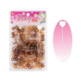 205 Pcs Beads Jewelry Making Kit DIY Hair Braiding Bracelet Ornaments Crafts Large Pony Beads +1 Beader (Clear Brown Assorted 2)