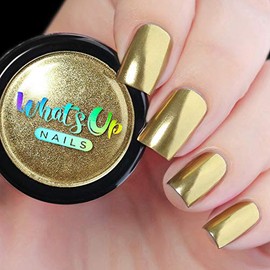 Whats Up Nails - Polvo cromado dorado para uñas de espejo                                                                                             