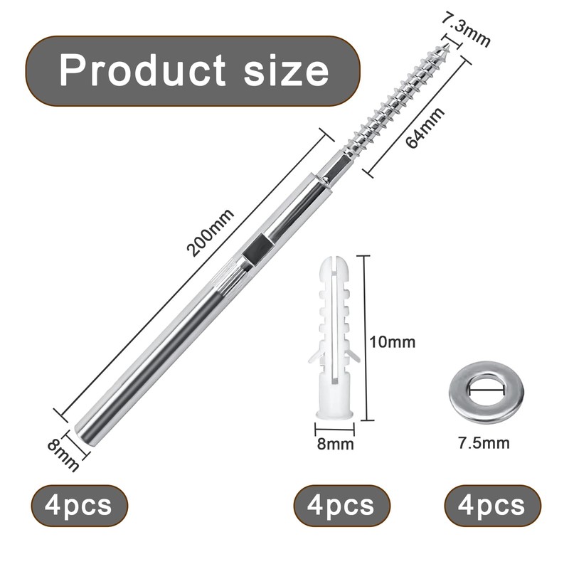 4 x Floating Shelf Brackets, Invisible Wall Shelf Brackets, Diameter