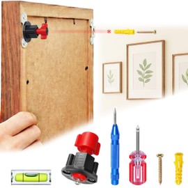 Picture Hanging Tool with Red Ink Marker, No-Measure Frame Hanger for Gallery Walls, Mark Exact Drill Spots Instantly, Works on Sawtooth and Keyholes, Kit Includes Center Punch and 30 Hardware Sets