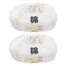 sourcing map Cotton Yarn, 100% Cotton Chunky Yarn for Hand Knitting, Blanket Yarn for Crocheting, 2 Packages of 100g/3.53oz(Per Skein 50g/137yards)/White/Brown
