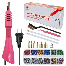 Hotfix Applicator, Genround Bedazzler Kit Hotfix Rhinestones Applicator Hotfix Applicator with Mixed Color Hotfix Rhinestones, Hotfix Tips Set, Hotfix Brush, Pickers, Tweezer, Pencil