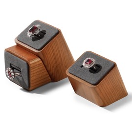 Papten Wooden Ring Display Holder‌ & ‌Ring Storage Display Holder‌ – Set of 3 Luxury Jewellery Ring Display Stand Towers‌, for Wedding Rings, Boutique Displays Jewelry Rings Display Stand Tower(Grey)