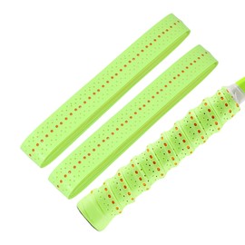 CAPASTEC Grip Tape, Tennis, Badminton, 2-Piece Set, Porous, Uneven Specifications, Grip Tape, Shock Absorption, Breathable, For Racquets, Wet Type, Fluorescent Yellow (Yellow Dots)