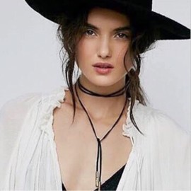 Aneneiceera Boho Long Brown Suede Necklace Lariat Lasso Velvet Wrap Necklace Brown Stacking Leather Gothic Necklace Gold Bar Sweater Chain Jewellery Gifts for Women and Girls