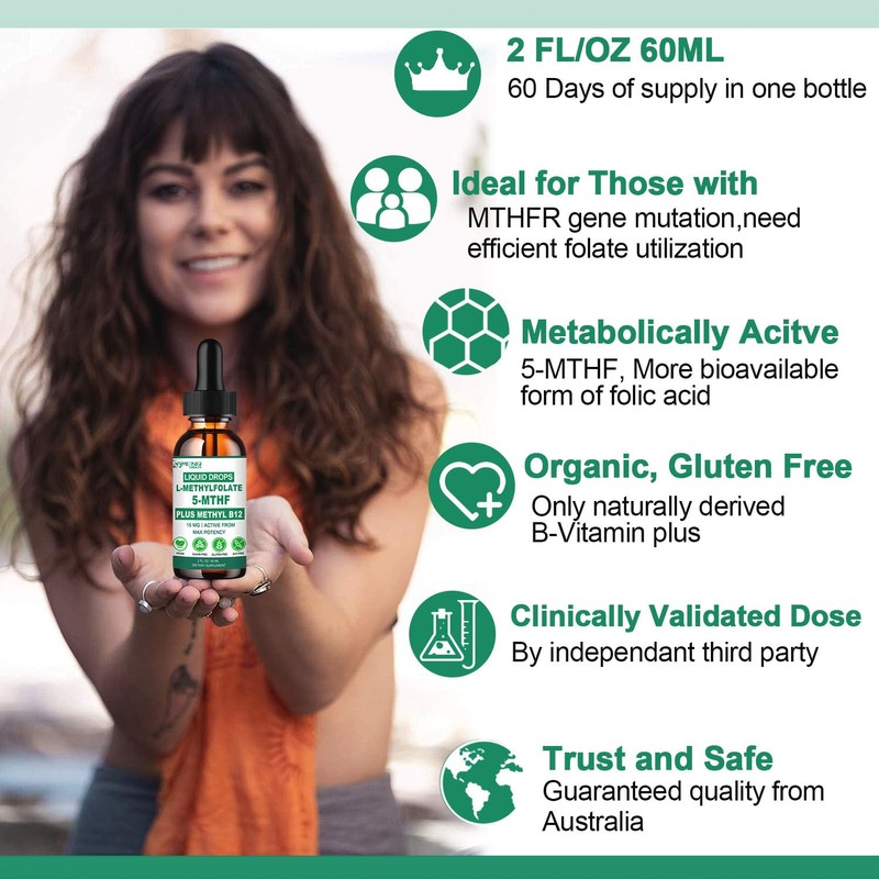 Methylfolate Supplement Liquid Drops, L Methy Folate 15mg Plus Methy