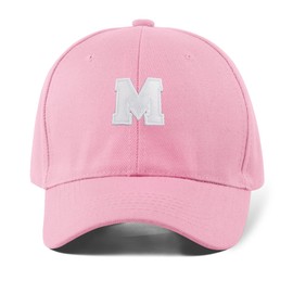 Girls Baseball Cap Adjustable Kids Snapback Trucker Cap Cotton Girls Baseball Cap Sun Hat for Travel School Outdoor Sports Letter M