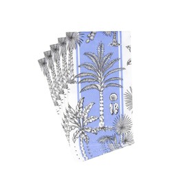 Caspari Southern Palms Blue & White Guest Towel Napkins - 15 Per Package