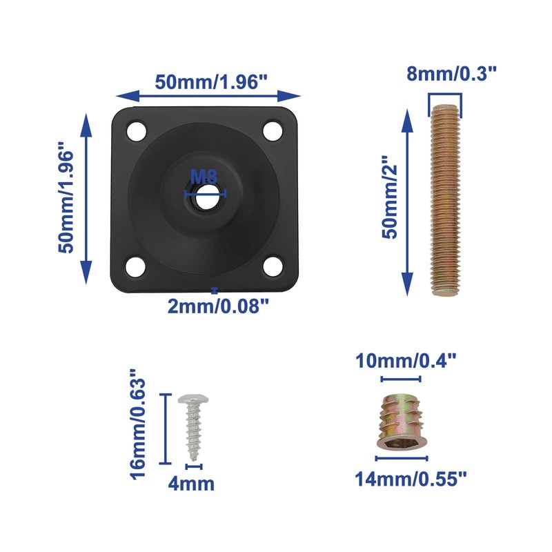 OTOTEC 8Sets M8 Angled Legs Fixing Mounting Plate 12° Suitable