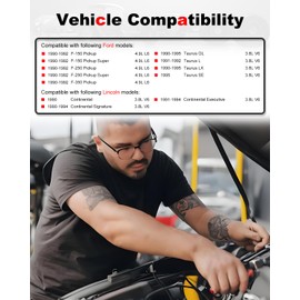 Amblee Fuel Injector Compatible with 1990-1995 Ford F150/F250/F350 Pickup, Taurus GL/L/LX/SE, Lincoln Continental Executive/Signature - 3.8L V6 & 4.9L L6 Replacement for 0280150941 822-11112 E67E-B4B