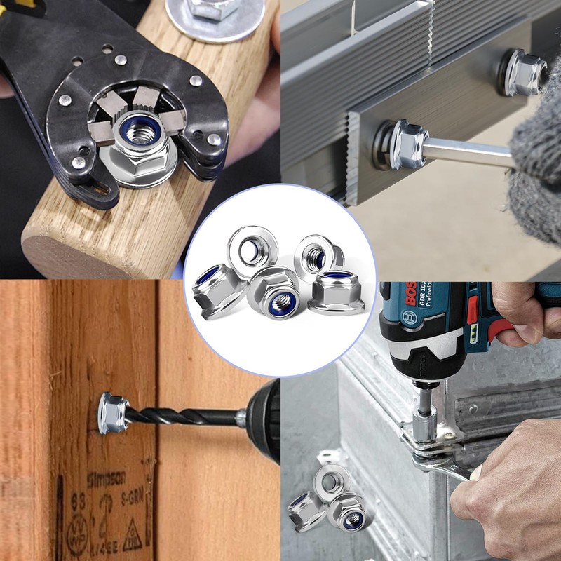 40pcs M6 Nylock Nuts, 6mm Locking Nuts, Stainless Steel Locking