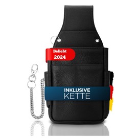 FLEXIBILITE® Waiter's Bag, Real Leather, Catering Accessories, Waiter's Holster [New Concept 2025], Operating Bag Extra 47 cm Steel Chain, Holster Bag (15 x 23 cm W x H)