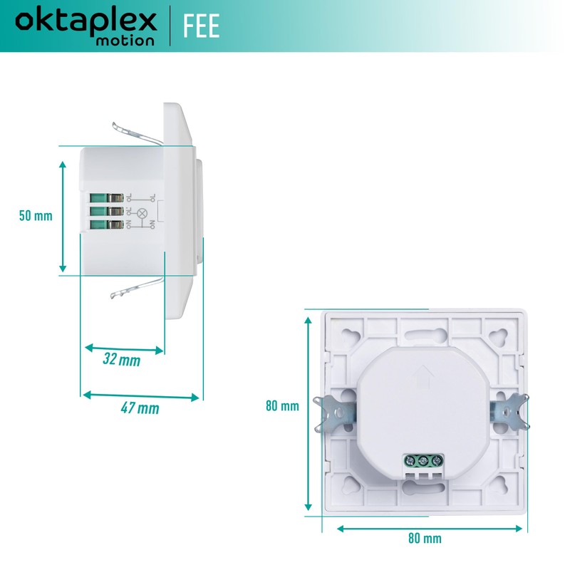 Oktaplex Fairy Set of 2 Motion Detectors Flush-Mounted 180° High