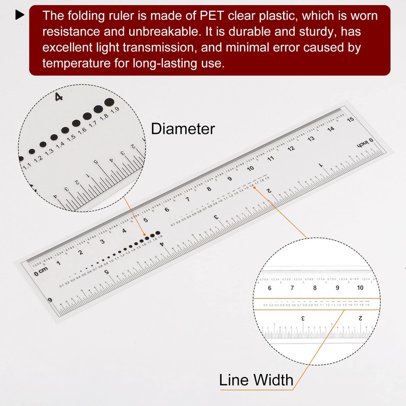 sourcing map 2pcs Film Flexible Ruler 6 Inch 0.1mm Scale