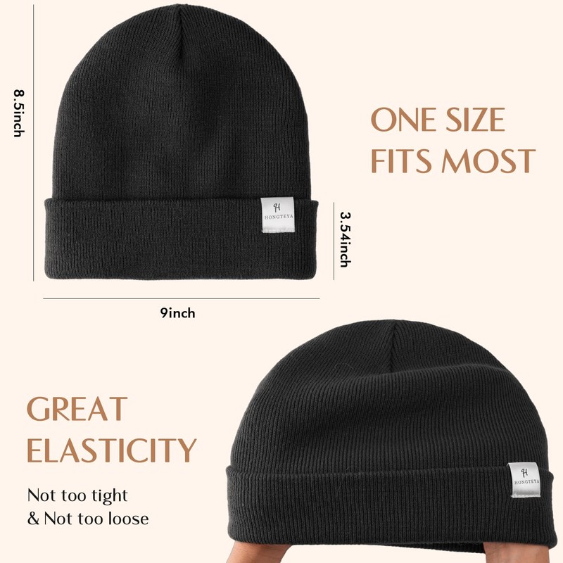 HONGTEYA Womens Satin Lined Knit Beanie Hat (US, Alpha, One