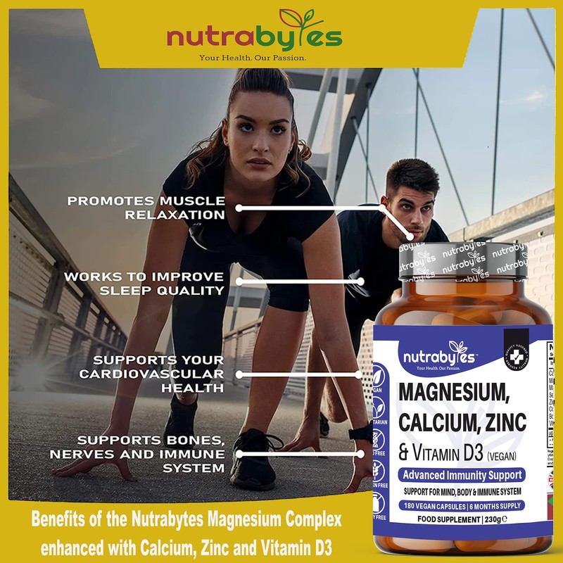 Magnesium Calcium Zinc & Vitamin D3 Vegan Supplement, Advanced Immunity